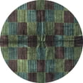 thumbnail image 1 of Ahgly Company Indoor Round Checkered Light Blue Modern Area Rugs, 6' Round, 1 of 4