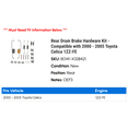 thumbnail image 2 of Rear Drum Brake Hardware Kit - Compatible with 2000 - 2005 Toyota Celica 1ZZ-FE 2001 2002 2003 2004, 2 of 2