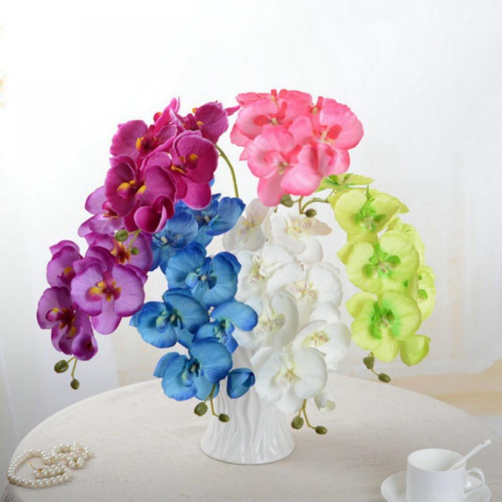 1x DIY 6 Head Artificial Butterfly Orchid Fake Flowers Home Party Wedding Decor 