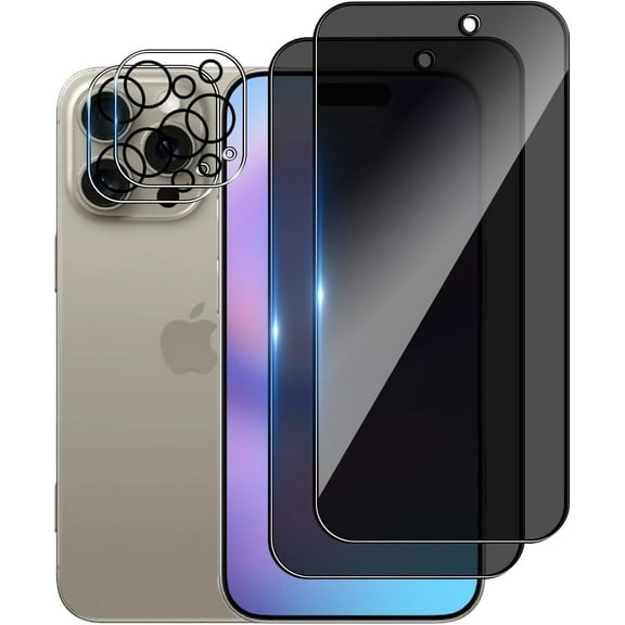 2 2Pack Privacy Screen Protect Compatible with iPhone 16 Pro , 9H Military-Grade Shatterproof Longest Durable Tempered Glass,Case-Friendly