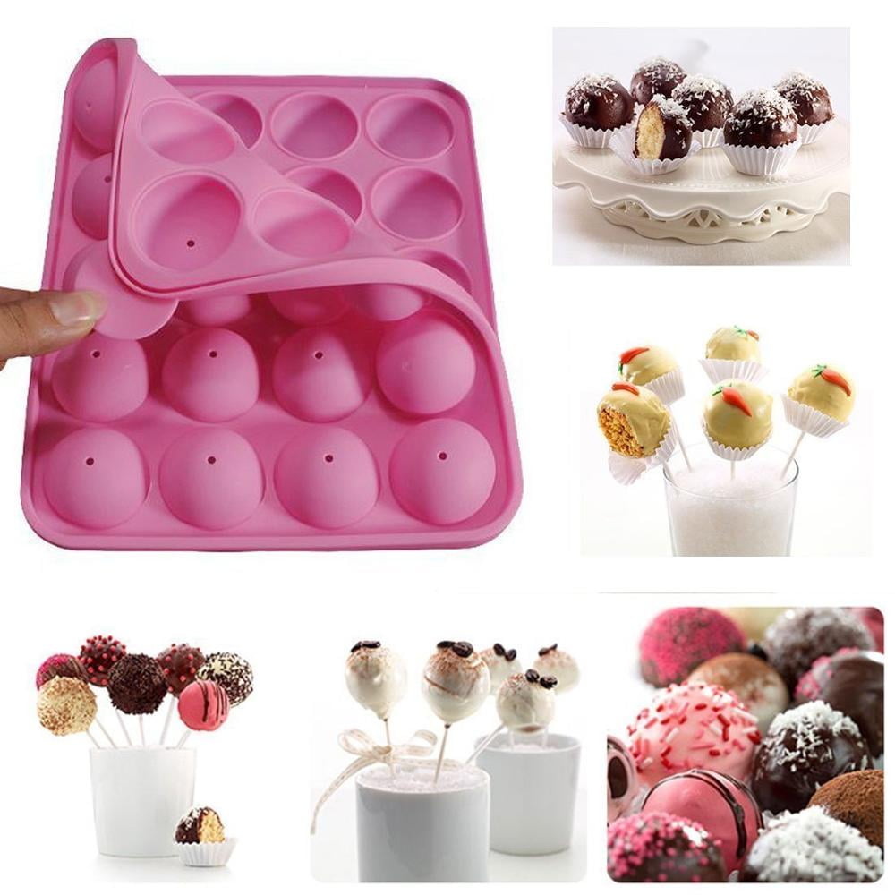 20-cavity Silicone Cake Mold Half Circle Lollipop Party Cupcake Baking Mold Cake Pop Stick Mold ...