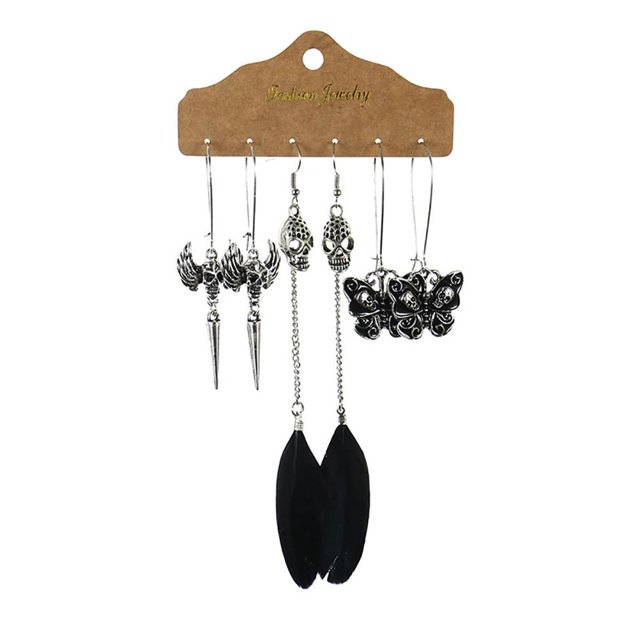 Pendientes De Esqueleto De Halloween Gotas De Oreja De Esqueleto Punk Hip-Hop Pendientes Joyería Gran Regalo Para Amigos 3 Par/Set Yuarrent AP007573-05