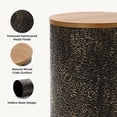 thumbnail image 3 of LuxenHome 20.3" Round Side Table, Iron End Table with Wood Top, Black and Gold Hammered, Small Side Table for Living Room, Bedroom, Couch, 3 of 6