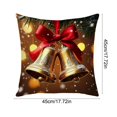 thumbnail image 3 of Housse de Coussin 11 Po x 11 Po en Lin Rouge pour Canapé Décoratif de Vacances avec Design de Cloche Dorée et Arbre, 3 of 6