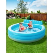 Round Pools Full-Sized Inflatable Swimming Family Pool with Seats, 88"x85"X30" Above Ground Blow Up Pool with Backrest Bench for Backyard Kiddie Pool