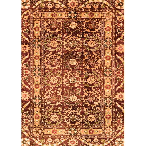 Ahgly Company Indoor Rectangle Oriental Orange Traditional Area Rugs, 6' x 9'