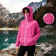 thumbnail image 5 of Vmvidoty Women's High Collar Zippered Pockets Waterproof Raincoat Lightweight Rain Jacket Hooded Windbreaker for Outdoor Hot Pink L, 5 of 9