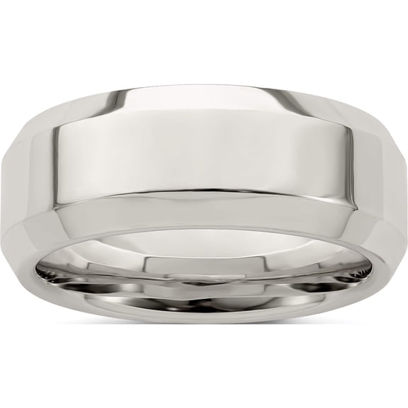 Sterling Silver Ss 8mm Bevel Edge Size 10 Band Made In United States qbec080-10