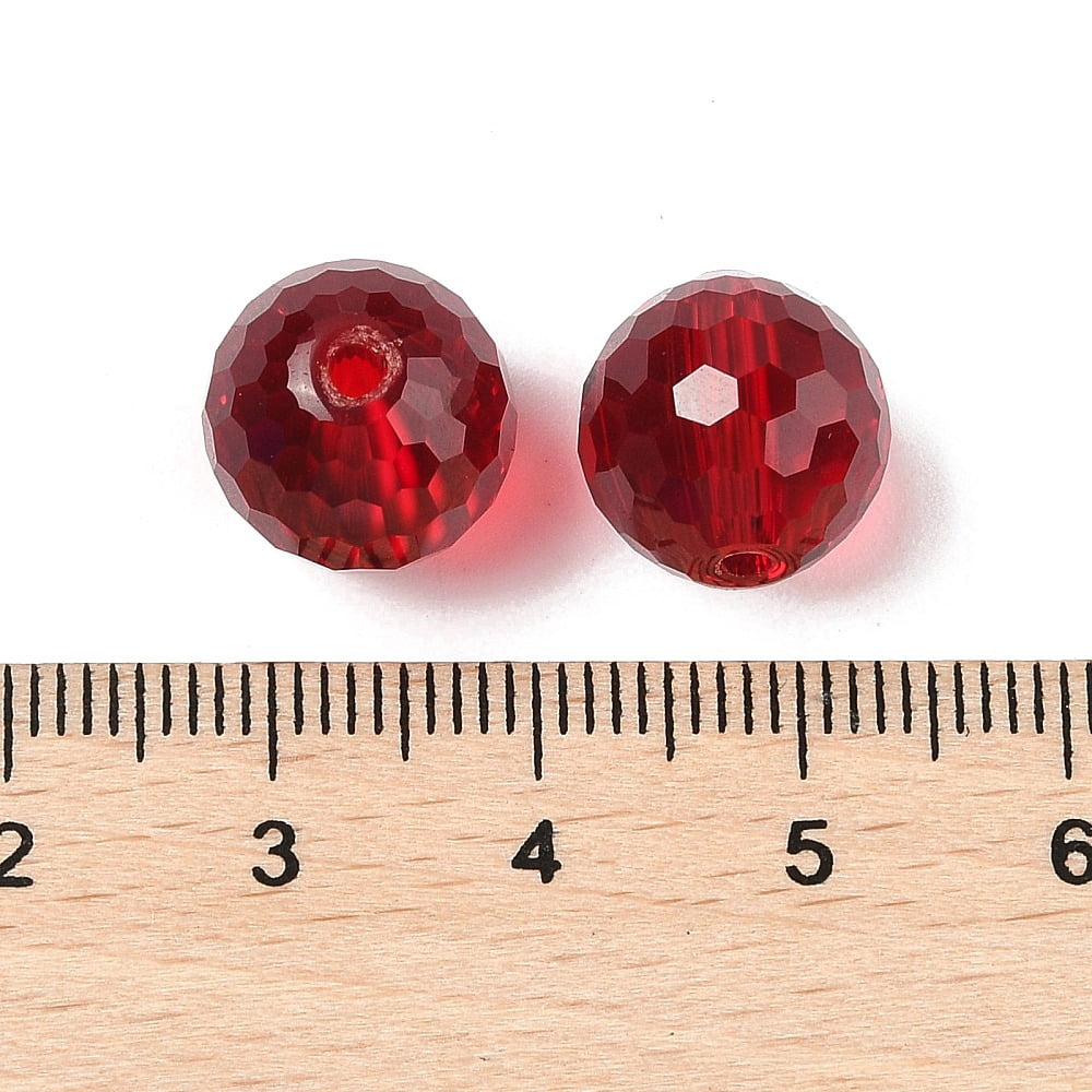 100pcs Glass K9 Glass Imitation Austrian Beads Faceted(128 Facets) Round Dark Red 12mm Hole: 2mm