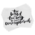 thumbnail image 1 of Ambesonne Adventure Place Mats Set of 4, Explore the World, Standard Size, Black White, 1 of 6
