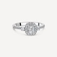 thumbnail image 2 of Silvago Jewel 14K White Gold Over Ring - 1.58Ct VVS1/D Emerald Cut Diamond Ring for Her - Halo with Solitaire accents Engagement Rings For Women's - Engagement Wedding Halo Prong Set Ring for Girl, 2 of 7