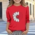 thumbnail image 1 of Blusas y camisas de cuello redondo y manga larga para niños, blusas/camisas de poliéster con estampado de corazones, mangas 3/4 y cuello redondo, elegantes e informales., 1 of 5