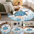 thumbnail image 6 of Sea Turtle Coastal Round Area Rug 3 FT, Small Kitchen Bathroom Mat, Nautical Summer Beach Coral Ocean Washable Indoor Outdoor Throw Runner Carpet Non-Shedding Doormat for Table Shower Sofa Entryway, 6 of 9