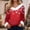 Green, variant on JFGHDG Snowflake Print V Neck White Fuzzy Trim Long Sleeve Women Christmas Winter Casual Top Brick Red S