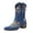 Blue, variant on Denim Cowboy Boots for Women Floral Embroidery Ankle Boots Heel Pull on Short Boots
