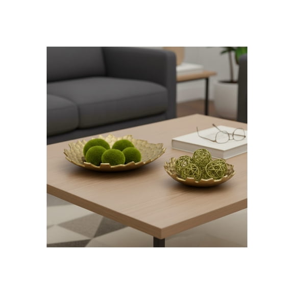 Decorative Honeycomb Styl Bowls for Coffee Table Decor - Elegant Centerpiece Table Decoration or Home Decor Accent - Modern Entryway Candy, Key Bowl, or Kitchen Counter - Set of 2, 4", 3", Gold