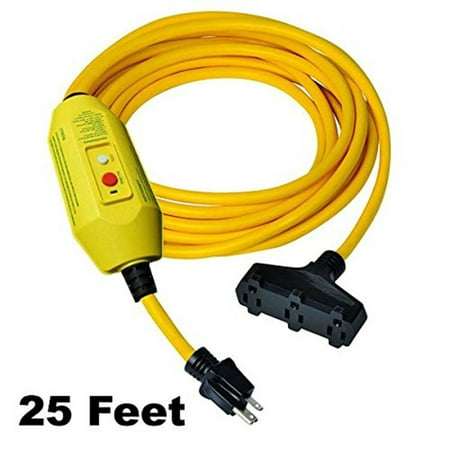 

GFCI Inline Power Extension Cord | 3 Outlets - 25 FT Cord