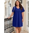 thumbnail image 6 of FEREMO Womens Plus Size 100% Cotton Short Sleeve V Neck Nightgown Ladies Sleepwear, 6 of 9