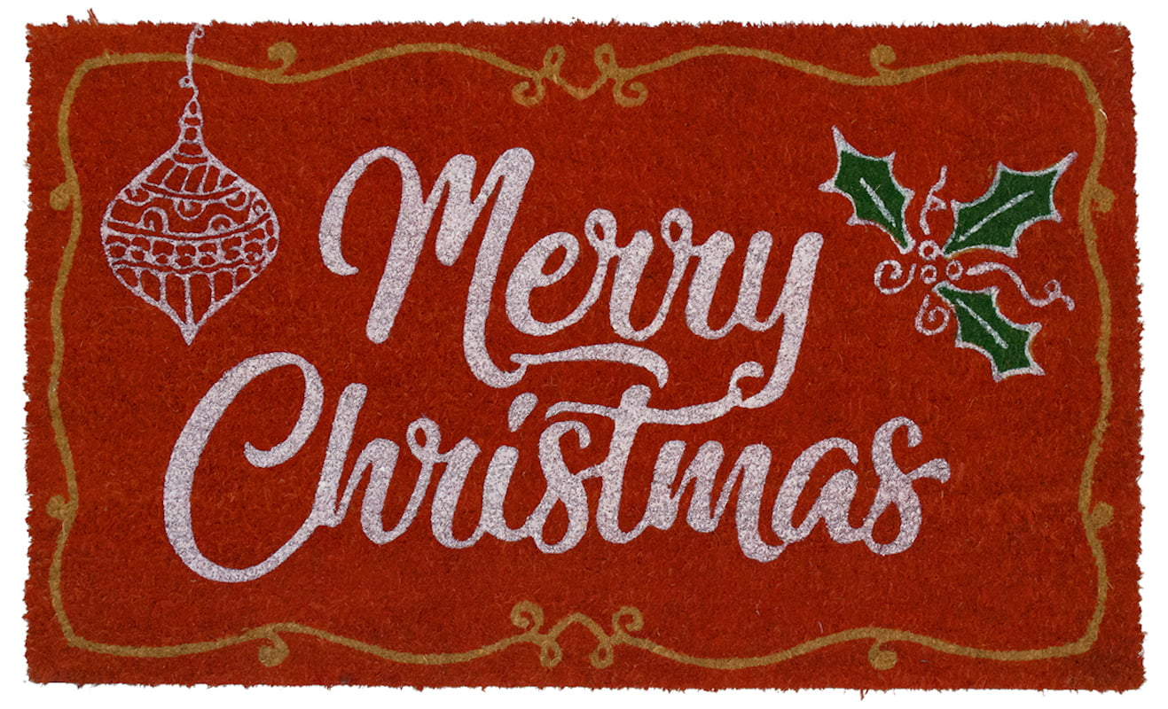 “Joy” Wreath 18"x28" Coir Porch Rug Mat Welcome Christmas Holiday Winter  NEW 