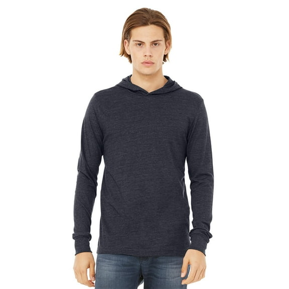 BELLA   CANVAS - Unisex Jersey Hooded Long Sleeve Tee - 3512 - Deep Heather - M