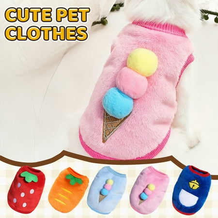 Soft Cartoon Flannel Pet Jacket Sleeveless Warm Clothes for 2-13 Lbs Puppies and Kittens Breathable Fleece Pet Undershirt for Cool Weather Orange Size S