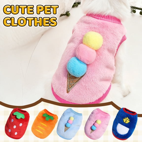Cozy Fleece Pet Vest Cartoon Flannel Sleeveless Clothing for 2-13 Lbs Small Breeds and Kittens Warm Winter Puppy Shirt for Holiday Outfits, Pink Size S