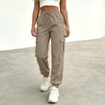 thumbnail image 2 of Cmfcve Cargo Pants for Women Lightweight Hiking Pants High Waist Drawstring Casual Joggers with Pockets, 2 of 6