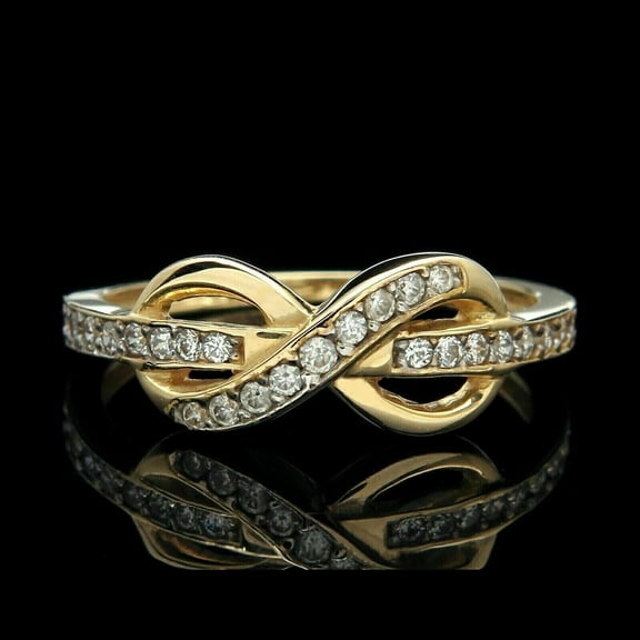 Sparkle Jewels 14K Yellow Gold Finish Infinity Engagement Ring 14K Yellow Gold Finish