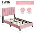 thumbnail image 2 of Tamaño individual size forrado cama de plataforma, diagonal tufted cabecero, plywood & foam, rosa velvet fabric, 2 of 7
