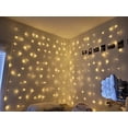 thumbnail image 2 of Hanging Window Curtain Lights 9.8 Ft Dimmable & Connectable, USB Powered with Remote, 4 Music Sync Function Twinkle with Any Voice for Party Wall Decorations (Warm White, 15 Hooks), 2 of 7