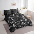 thumbnail image 2 of Homewish Vintage Skull Moth Full Size Bedding Sets for Adults, Halloween Gothic Line Art Full Size Bed in a Bag, Black Reversible, 7 Pieces, 2 of 7