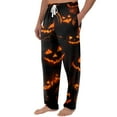thumbnail image 4 of Evdexr Halloween Pajamas Mens Lightweight Oversized Sleepwear Long Halloween Graphic Pumpkin Printed pajamas Drawstring Ghost Pj Pants Gold 3XL, 4 of 8