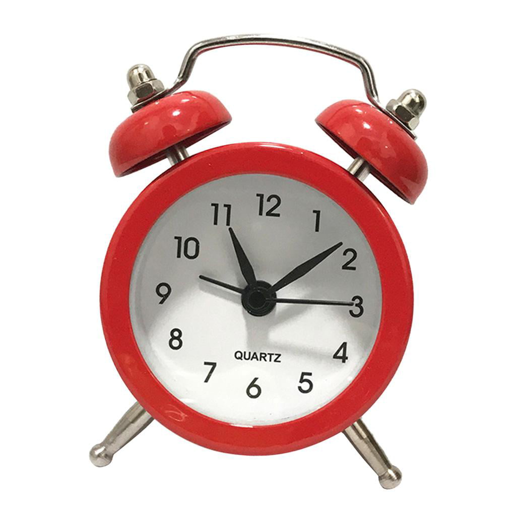 Metal Twin Bell Alarm Clock Digital Clocks Battery Bedside Student Desk Red 