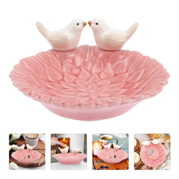 OUNONA  Dish Decor Bird Plate Ceramic Basin Dorm Multi-purpose Tray