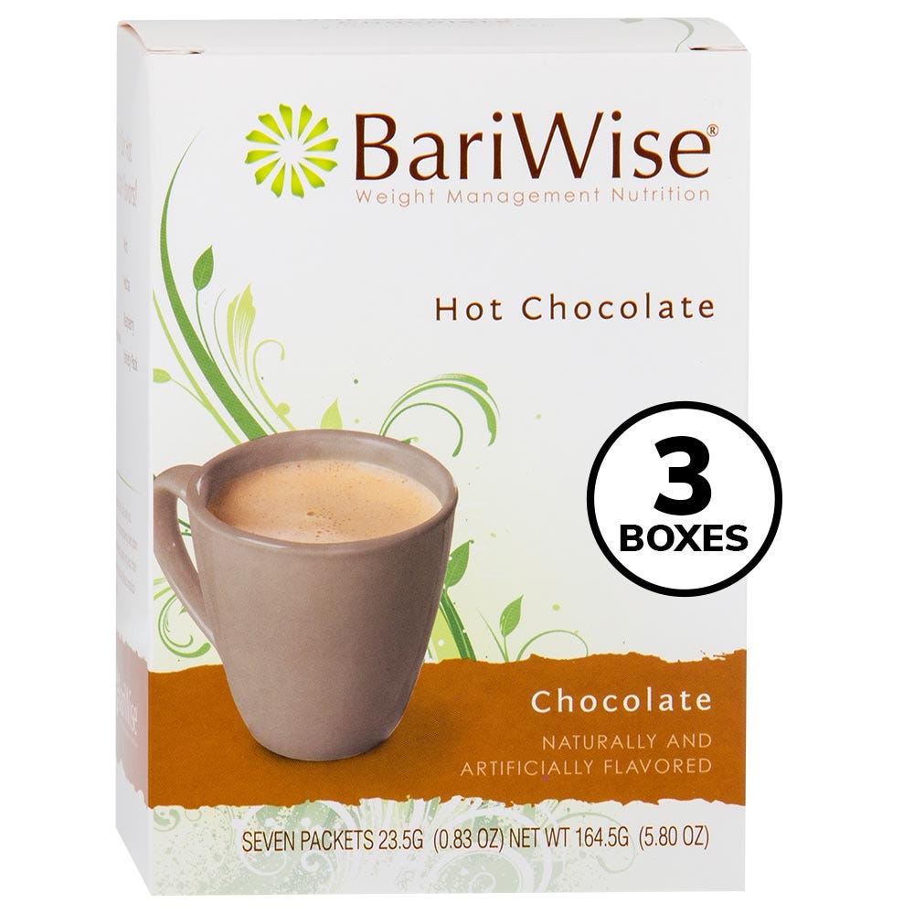 BariWise Protein Hot Chocolate, Chocolate (7ct), 3 Box Value Pack