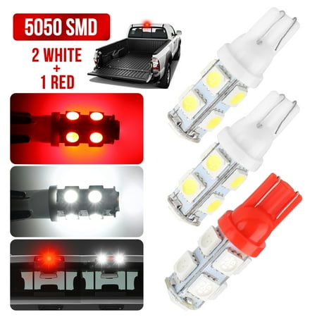 - 2 White 1 Red LED Truck Cargo Area Bed Lights with 9 Super Bright 5050 SMD LEDs (Each Light) Application for Center High Mount Stop Light (3rd Brake Light)