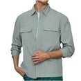thumbnail image 1 of RXIRUCGD Men's Solid Color Pocket Button Thin Cool Shirt, Green, Size: M, 1 of 6