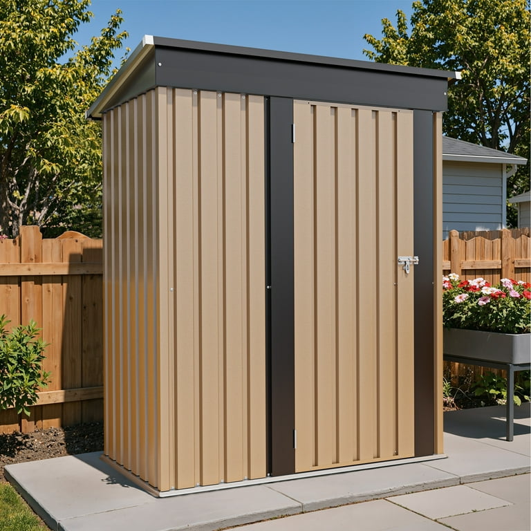 Patiowell 5'x3' Outdoor Metal Shed with Sloping Roof, Lockable