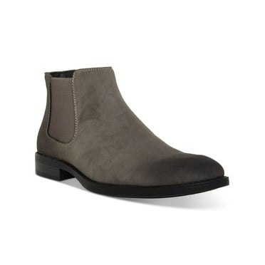 MADDEN Mens Gray Cushioned Goring Maxxin Round Toe Block Heel Suede Chelsea 11.5