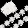 thumbnail image 2 of 1Yard White 3D Pearl Rhinestone Flower Embroidered Lace Trim Ribbon 3 inch Wide Double Layer Beaded Embroidered Lace Ribbon, 2 of 8