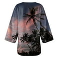 thumbnail image 4 of Patlollav Winter Womens Floral Print Puff Sleeve Kimono Cardigan Loose Chiffon Cover Up Casual Blouse Tops, 4 of 6
