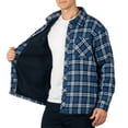 thumbnail image 4 of Alpine Swiss Mens Josh Fleece-Lined Flannel Jacket Heavyweight Snap Button Plaid Shirt Shacket Warm Winter Outerwear NVB 2XL, 4 of 7