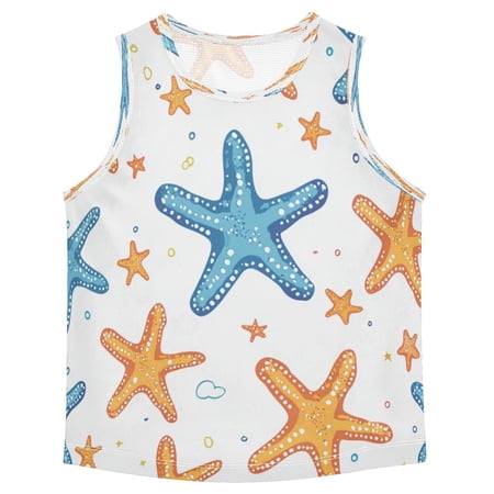 Boys Athletic Quick Dry Tank Tops Boys Sleeveless T-Shirts Kids Running Vest Colorful Starfish Pattern 6T