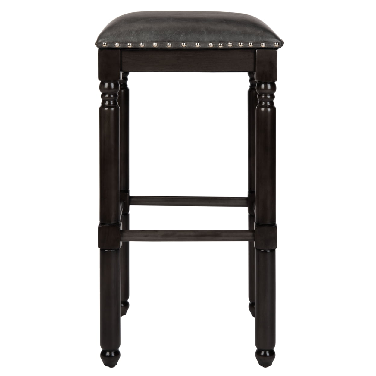 SAFAVIEH Preston Mid-Century Retro Bar Stool, Set of 2, Grey Leather