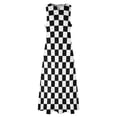 thumbnail image 3 of Robe à Carreaux Classique Noir Blanc Vintage Maxi Robe Mode de Rue Boho Plage Longues Robes Été Col en V Graphique Vestido, 3 of 4