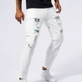 thumbnail image 6 of Miqool Men's Ripped Distressed Jeans Classic 5-Pocket Slim Fit Skinny Stretch Jeans Pants, White, 6 of 9
