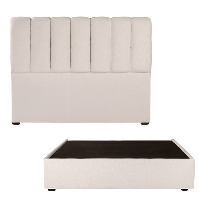 Recámara Queen Size Kami Crema con Cabecera + Box Base Cama