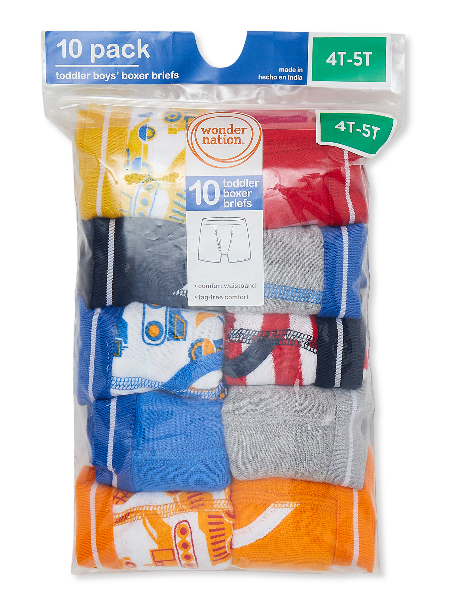 Wonder Nation Toddler Boys' Boxer Briefs, 10-Pack photo 2