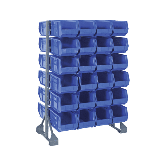 Quantum Storage Systems B1398816 QRU-12D-240-48 Double Sided 12 Rail Unit with 48 QUS240 Ultra Stack & Hang Bins, Blue