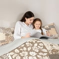 thumbnail image 4 of Homewish Vintage Bohemian Mandala Full Size Comforter Sets,Baroque Floral Bedding Comforter Set,Cream,Light Gray Reversible,3pcs,1 Comforter and 2 Pillowcases, 4 of 7